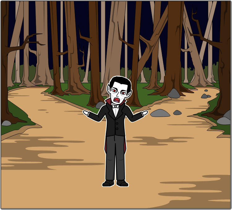 Vampire confused infront of the two paths.